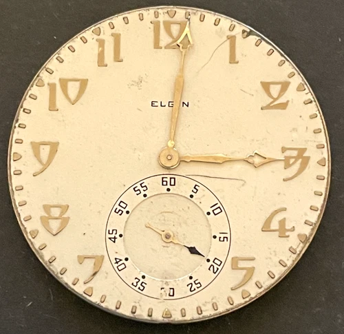Antique 1928 Elgin Grade 479 Pocket Watch Movement Running Ticks 12s 17j USA
