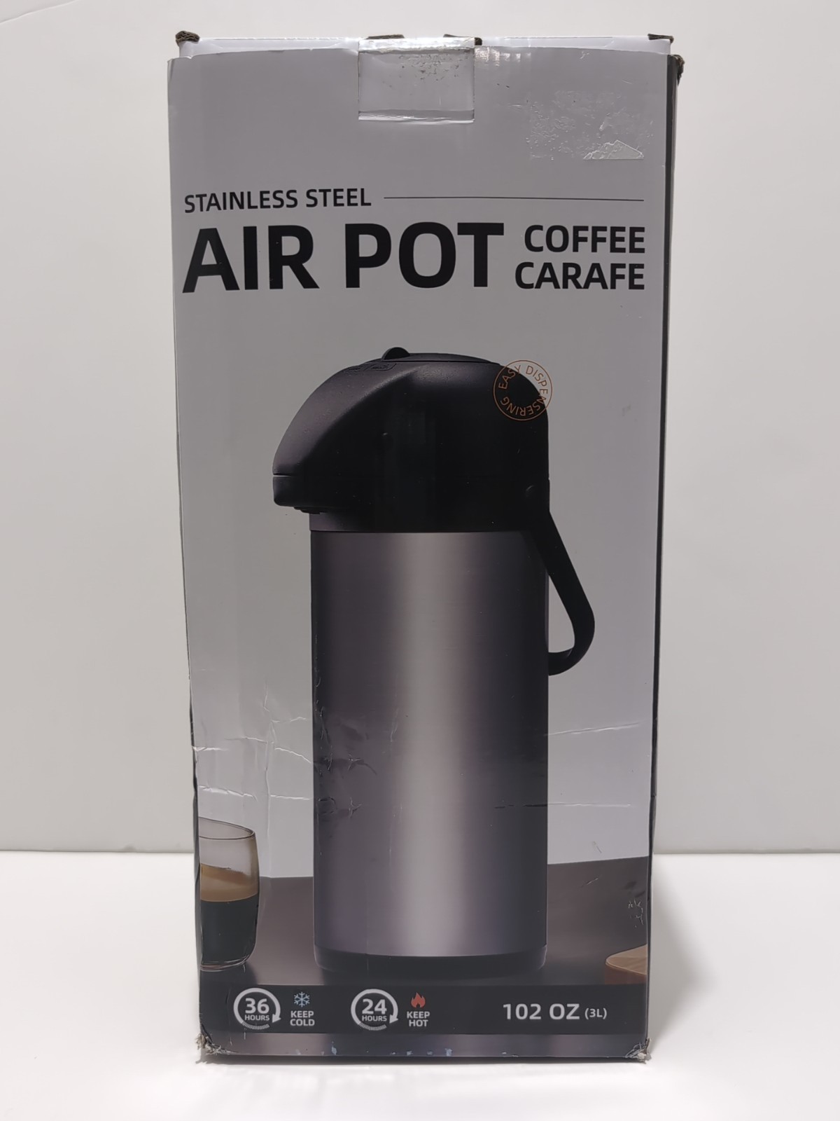 Coffee Carafe for Keeping Hot - 102oz/3L Airpot Coffee Dispenser