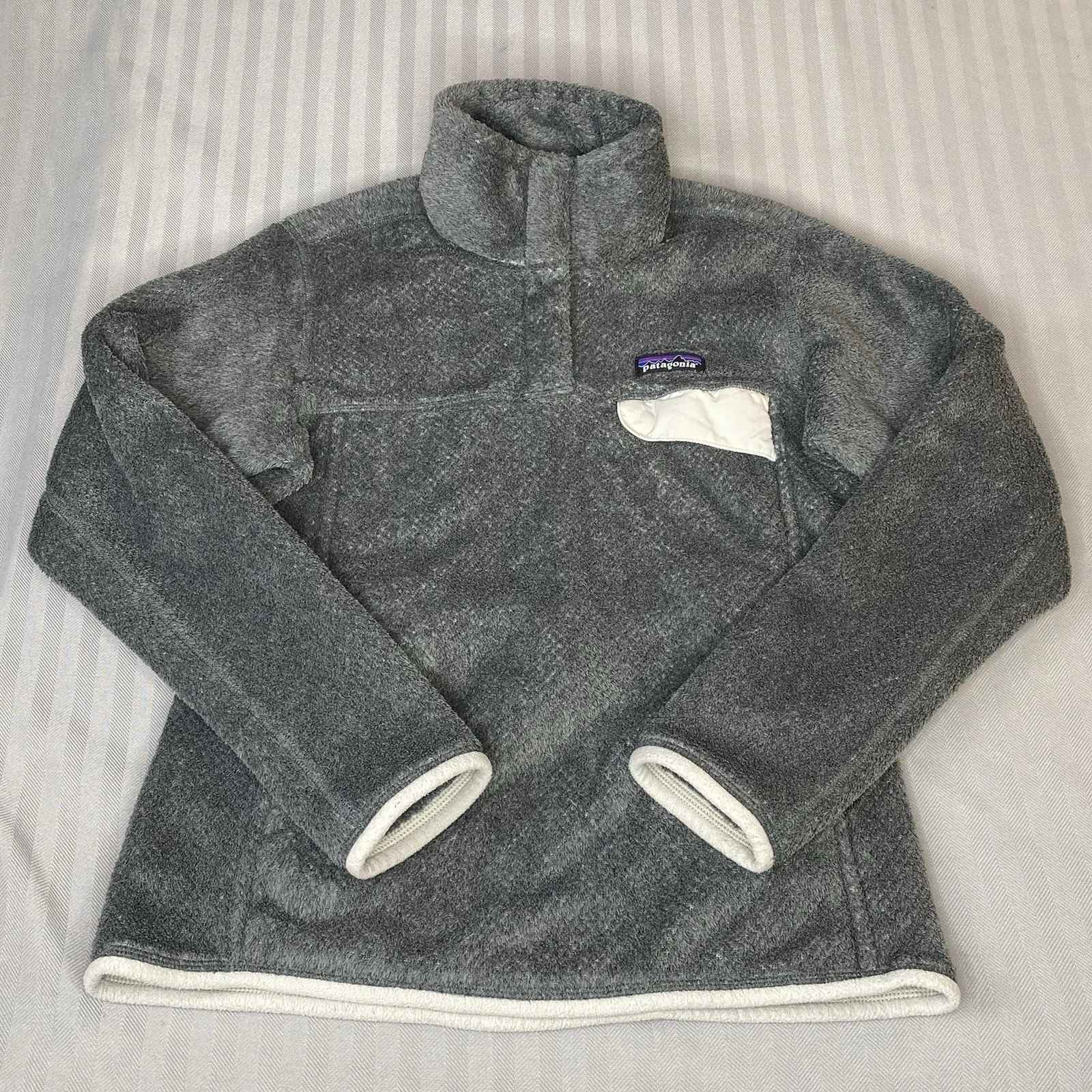 Patagonia Women Re-Tool Snap-T Polartec Fleece Pullover Size Small Gray Outdoor