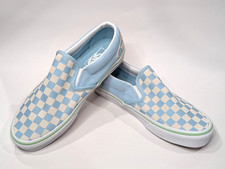 Vans Classic Crystal Blue Checkerboard Women's Slip On Shoes-Assorted Sizes NWB