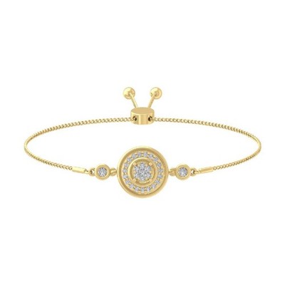 14k Yellow Gold Lab Grown Diamond Composite Bracelet 7'' Gift for Women