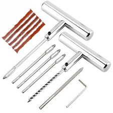 12pc Tire Repair Kit with T-Handle Plug Tools & Split Eye Needle Replacements UK