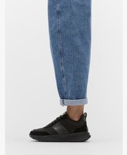 F-MODE Flow Fabric/Suede/Leather Flatform All Black Trainers Women UK 5.5