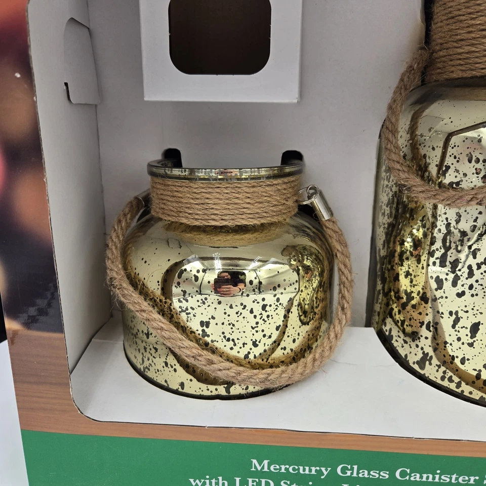 TRIMMERRY 2 件套黄金水星玻璃罐套装 LED 串灯 6 小时计时器  — 第 4/4 张图片