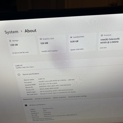 Dell Optiplex 3000 Thin Client Intel Celeron N5105 8GB RAM 256GB SSD 2.0GHz