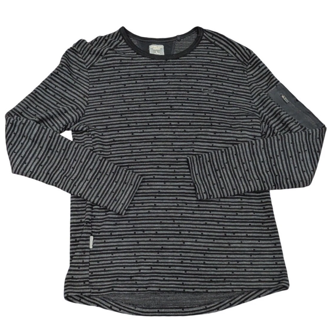 ICEBREAKER Merino Wool Mens L Blk/Grey Stripe Long Sleeve Base Layer Top Sweater
Opens in a new wind
