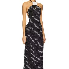Polka Dot Backless Maxi Dress Floral Vacation Summer Women’s