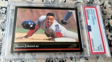 BRIAN JORDAN 1992 Leaf Black GOLD Rookie Card RC PSA NM POP 1 Cardinals Braves🔥