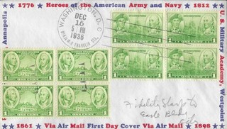 1936 FDC #785 & 790 1c Army & Navy Heroes Ioor P 3 block of 4