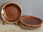 Lot 6 VTG Hull Brown Drip Glaze Dinner Plates 10.5” Round USA Ovenproof