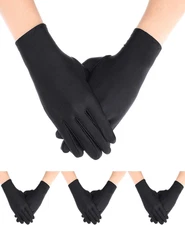 4 Pairs Black Gloves for Men Spandex Cotton Gloves Dress Costume for Formal Tuxe