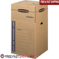 Portable Moving Boxes W/ Hanging Bars Reinforced Handles Strong Cardboard New