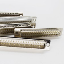 100pcs Gold Pin 37pin 2 Row D-Sub Male Socket Solder Chassis Connector RS232