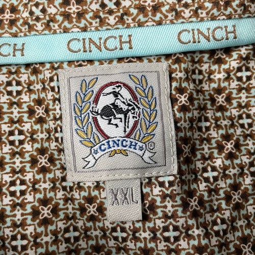 Cinch Shirt Men XXL Brown Button Down Geometric Print Long Sleeve Western Cowboy - Picture 3 of 13