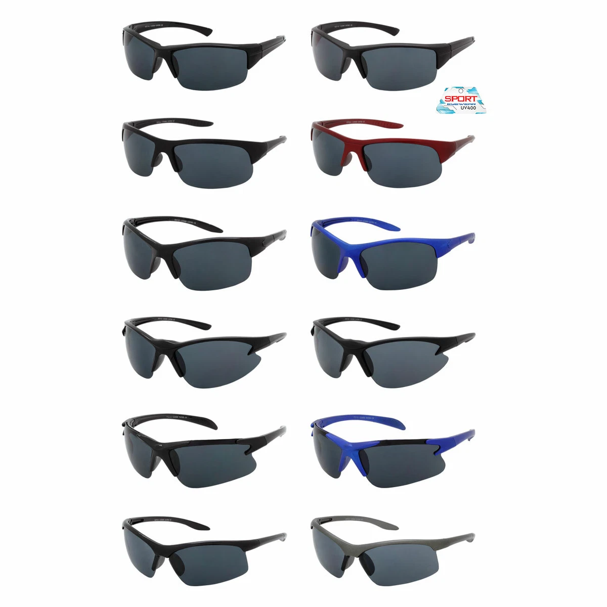 SPORT SUNGLASSES WHOLESALE 12 PACK WRAP STYLE GLASSES BULK LOT ALL NEW  SUNGLASS