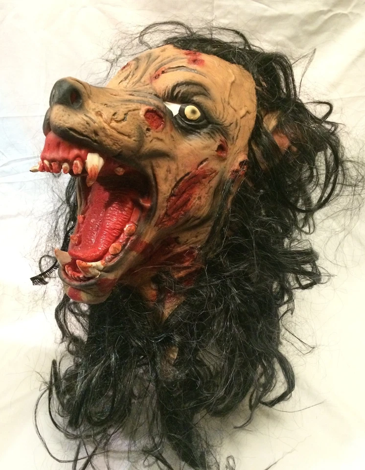 American Werewolf Mask Latex Halloween Fancy Dress Costume Wolf Snarling Dog - Image 3 of 4