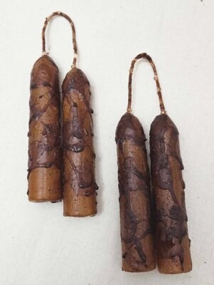 2-Pair  4'' Joined-Wick Taper Candles - Burnt Mustard