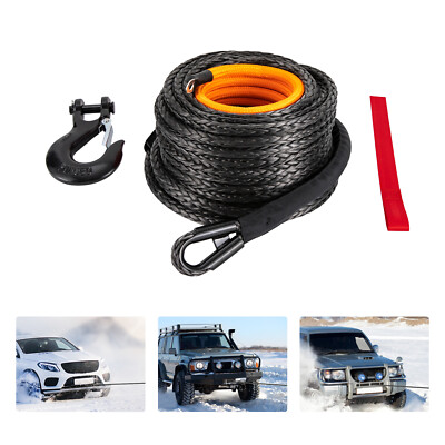 1/2x92ft Synthetic Winch Rope w/ Hook 31500LBS Car Tow Recovery Cable Tow Orange