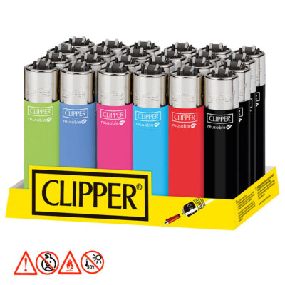 24er Display Clipper Feuerzeug Solid Branded Reibrad Feuerzeuge nachfüllbar
