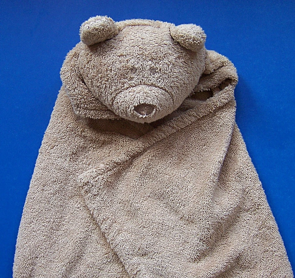 Carter's Hooded Beige Cotton Terry Cloth Teddy Bear Towel (EUC)