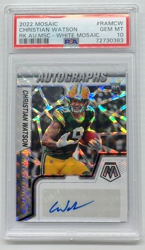 Christian Watson Panini Mosaic Rookie Autograph Mosaic #RAMCW White Mosaic