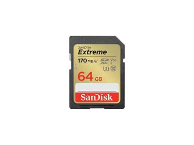 SanDisk Extreme 64 GB Class 10/UHS-I (U3) V30 SDXC - 170 MB/s Read - 80 MB/s Wri
