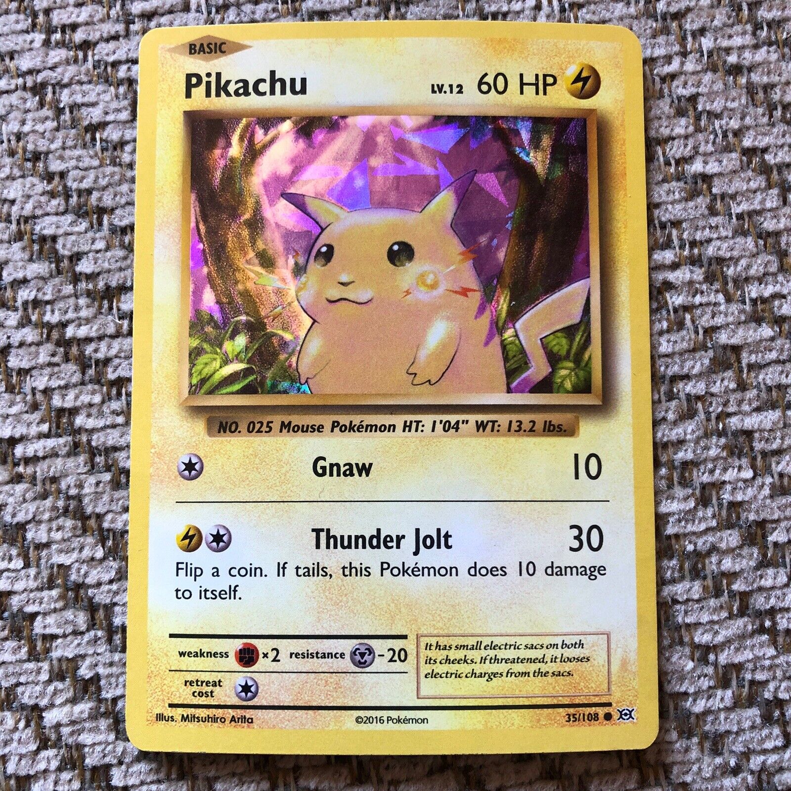 Pikachu Card HOLO 2016 35/108 LV. 12 60HP