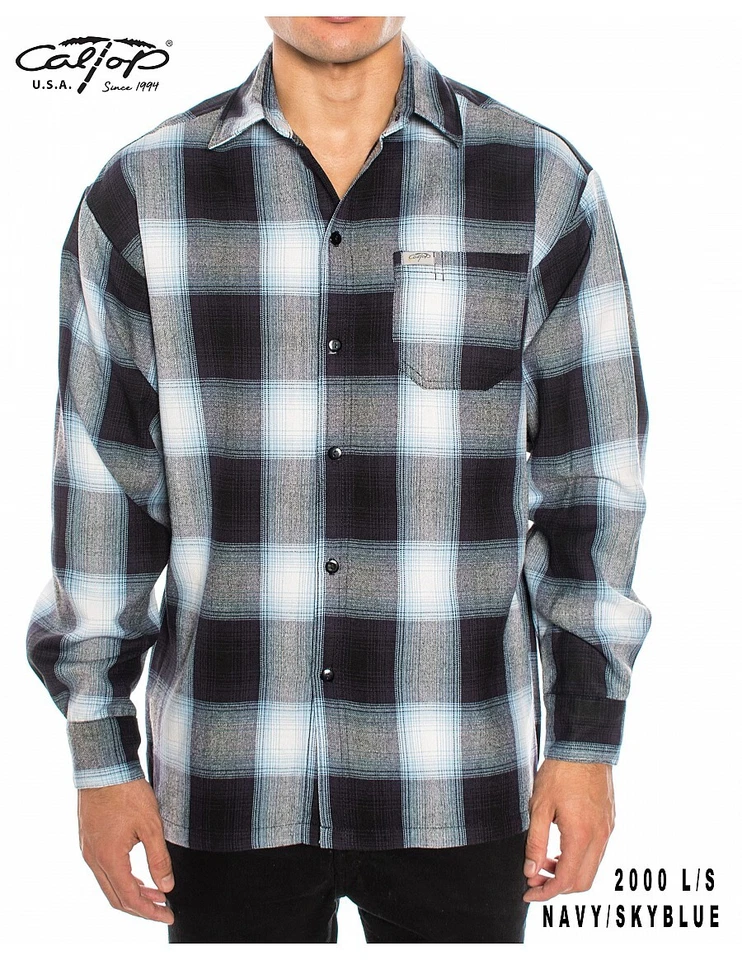 CALTOP OLD SCHOOL FLANNEL VETERANO LONGSLEEVE SHIRT PLAID SM-5X GANGSTER - Image 3 of 4