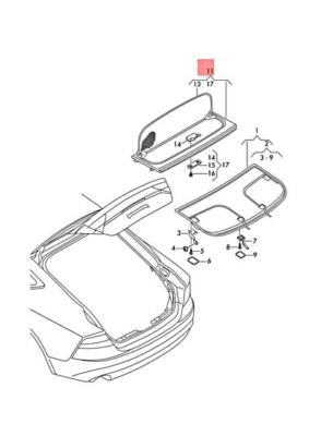AUDI COVER FOR LUGGAGE COMPARTMENT MOOR BROWN 4G8867771NWK2 12-17 NO DUTIES