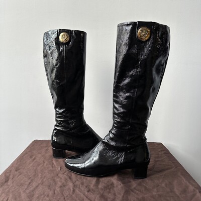 Gucci Women's Black Patent Leather Knee Boots Size US 6.5 UK 4