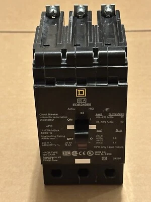 Square D EDB34050 3 Pole 50 Amp Circuit Breaker 480Y 277V Type EDB 50A Schneider
