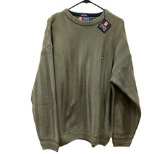 New Vintage Chaps Ralph Lauren Hand Framed Sweater Green Ribbed khaki olive soli