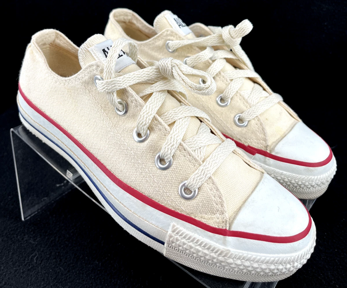 Scarpe da ginnastica basse vintage anni 70 Converse All Star USA tela bianche giovani US 4