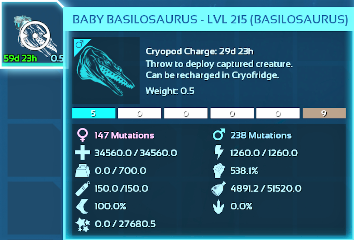 Ark Ascended 34560 Health, 538 Melee Basilosaurus Pair [Babies] Official PVE eBay