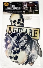6 Pc Halloween Yard Stakes Party Scary Skeleton Beware Boneyard