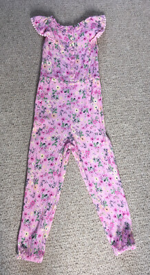 Matalan Girls Pink Floral Jumpsuit Excellent Condition