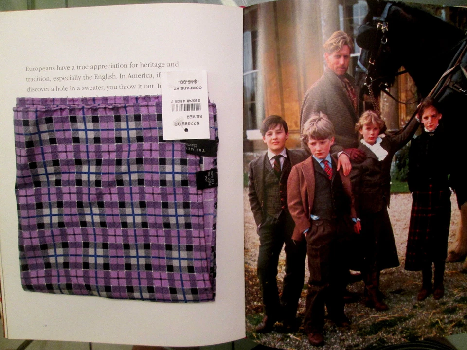 BLACK LABEL BLOOMINGDALES-ROYAL PURPLE BOX CHECK 100%SILK SQ@$45 - Image 2 of 3