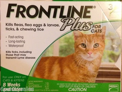 3 FRONTLINE Plus Cat Flea Drops Tick Medicine Topical Feline Kitten EPA APPROVED