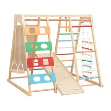 9-in-1 Toddler Indoor Jungle Gym  Playground Set, Wooden Climbing Toy with S...