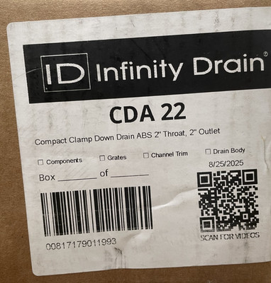 Infinity CDA 22 Throat ABS Clamp Down Drain 2 Inches Diameter ABS