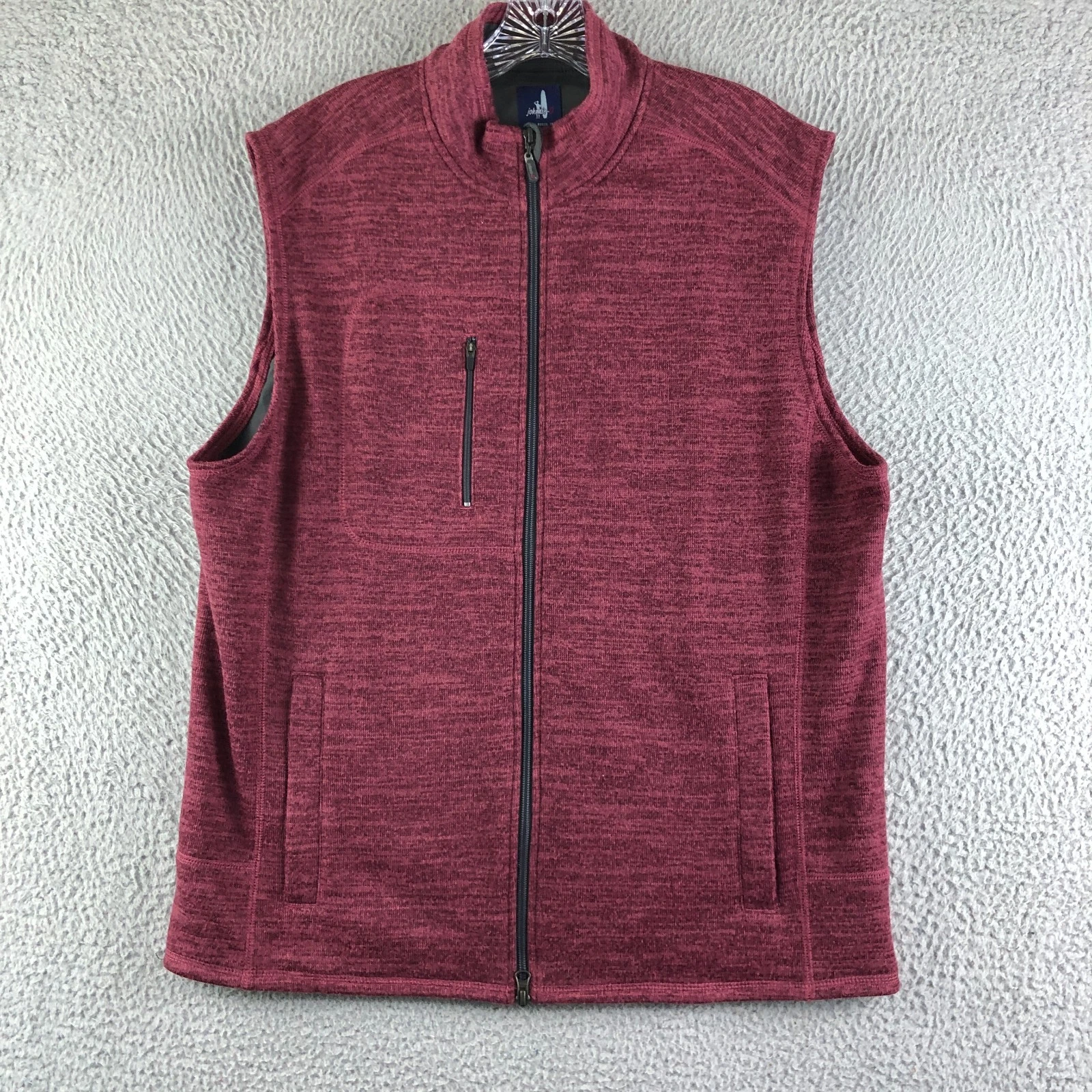 Johnnie-O Tahoe Vest Mens Large Red Fleece Full Zip Outdoor Water Resist Finish