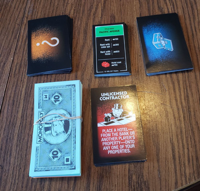Monopoly Cheaters Edition Cheat Chance Community Chest Title Cards and Money