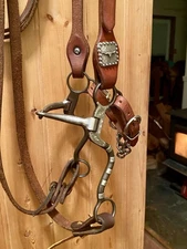 Calvin Allen Concho Bridle Silver Mounted Snaffle Bit & Curb + Split Reins USA