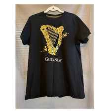 Guinness Black Short Sleeve Crewneck T-Shirt Harp  Shamrock Breweriana