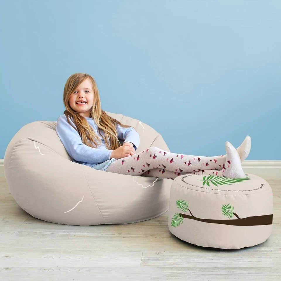 Kids Sloth Bean Bag Chair Toddler Seat Washable Soft Animal Pouffe - Image 2 of 4