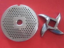 ITALY 12 x 1/16" holes 2mm SMALL hole Meat Grinder Plate  Matching Knife