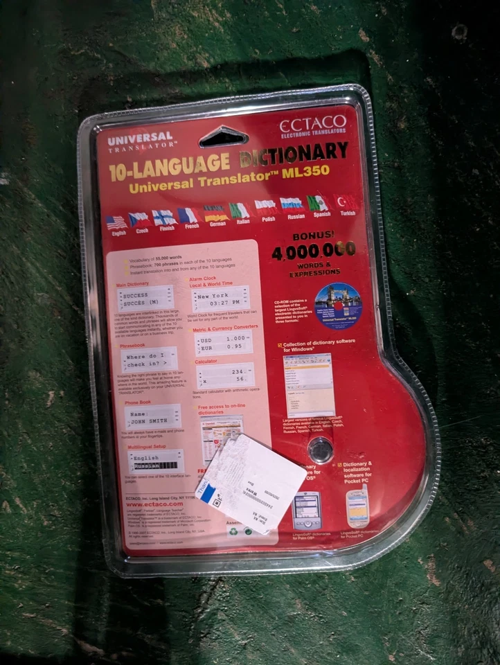 Ectaco Electronic Translator New in the Blister Pack ML350 10-Language Dictionar - Image 2 of 2