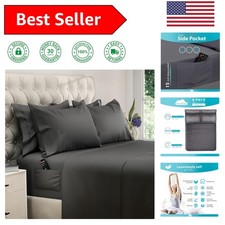 Luxury Queen Sheet Set 6 pcs Cooling Sheets with Deep Pocket Side Pocket