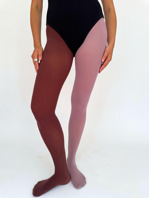 Vintage American Apparel pink two tone colorblock tights hosiery made in USA