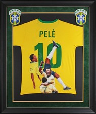 Brazil Pele Signed Hand Painted LE 1/1 By William Zavala Framed Jersey BAS COA